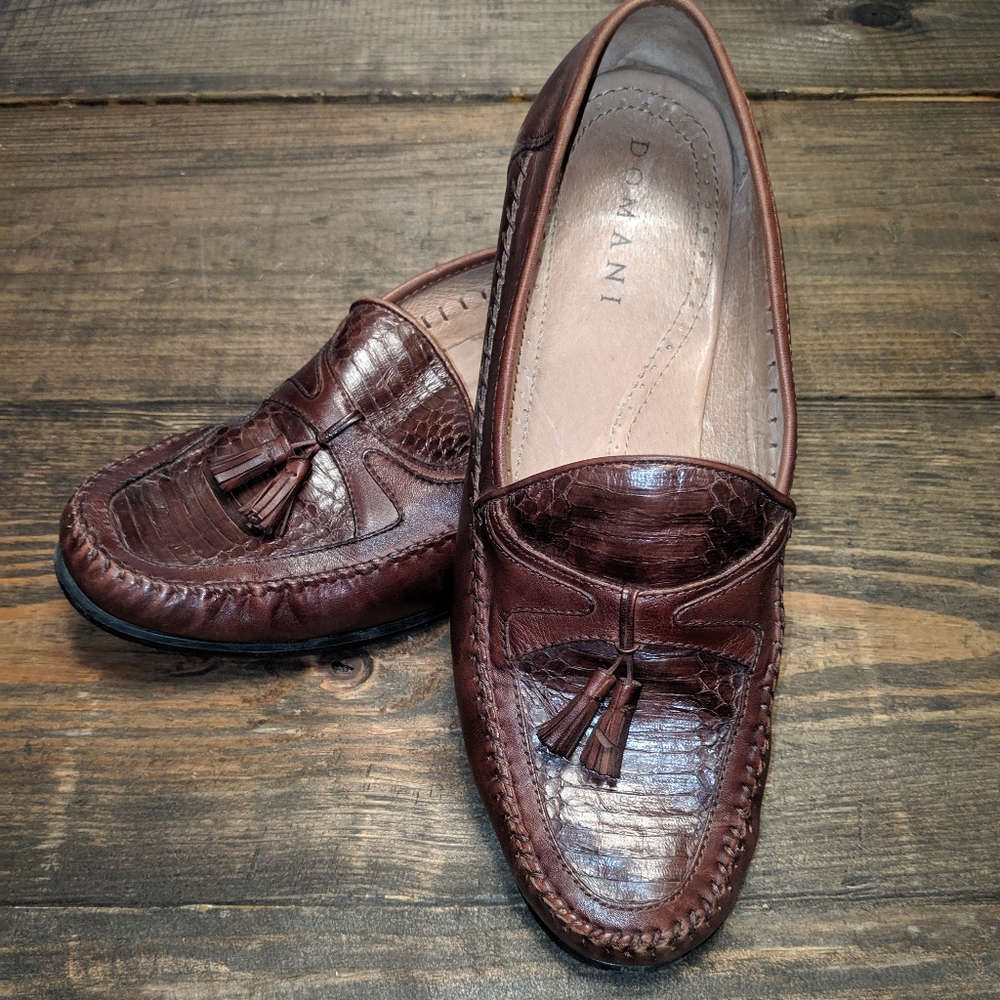 Domani men's embossed tassel loafers